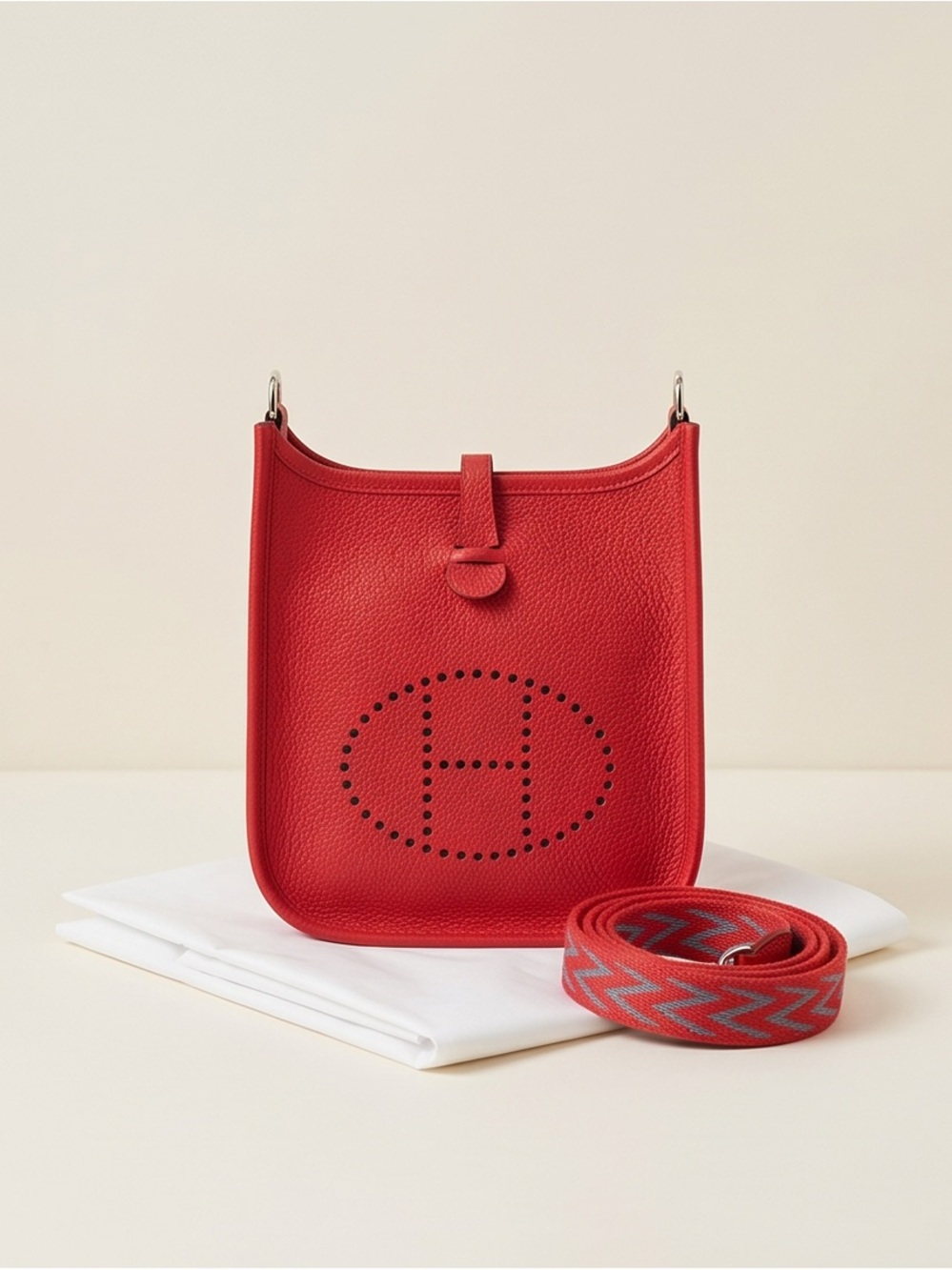 Authentic Hermes Evelyne TPM in Rouge PHW